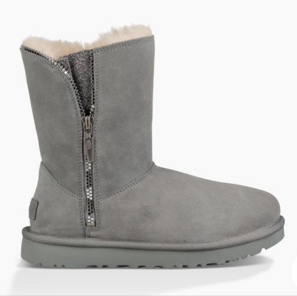 UGG Shoes - UGG Classic Boot - Marice Sparkle Sequin Zip - Gray, Cream, Silver Glitter SZ 7